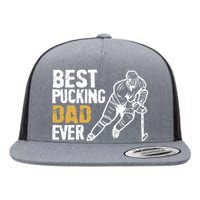 Best Pucking Dad Ever Retro Ice Hockey Coach On Father's Day Flat Bill Trucker Hat