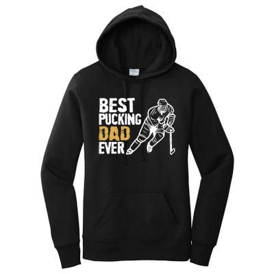 Best Pucking Dad Ever Retro Ice Hockey Coach On Father's Day Women's Pullover Hoodie