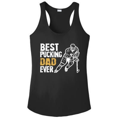 Best Pucking Dad Ever Retro Ice Hockey Coach On Father's Day Ladies PosiCharge Competitor Racerback Tank