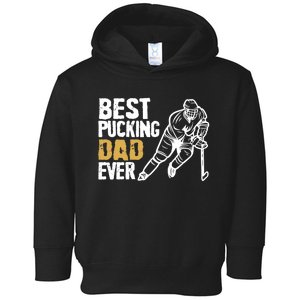 Best Pucking Dad Ever Retro Ice Hockey Coach On Father's Day Toddler Hoodie