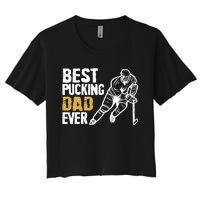 Best Pucking Dad Ever Retro Ice Hockey Coach On Father's Day Women's Crop Top Tee