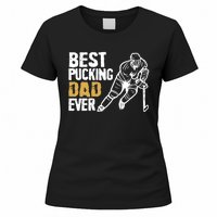 Best Pucking Dad Ever Retro Ice Hockey Coach On Father's Day Women's T-Shirt