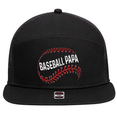 Baseball Papa Dad My Favorite Baseball Player Calls Me 7 Panel Mesh Trucker Snapback Hat