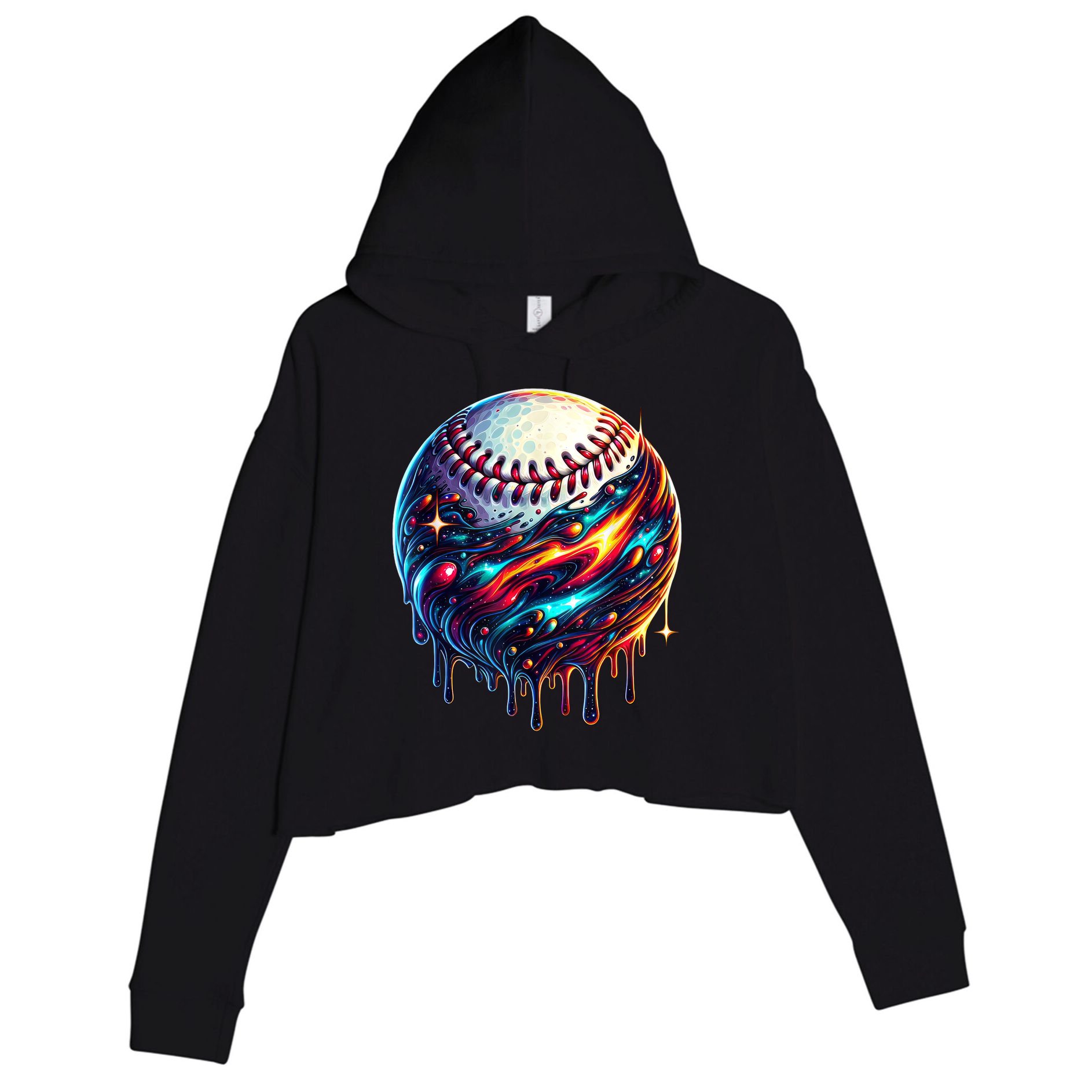 Baseball Planet Drip Baseball Drip Baseball Ice Cream Drip  Crop Fleece Hoodie
