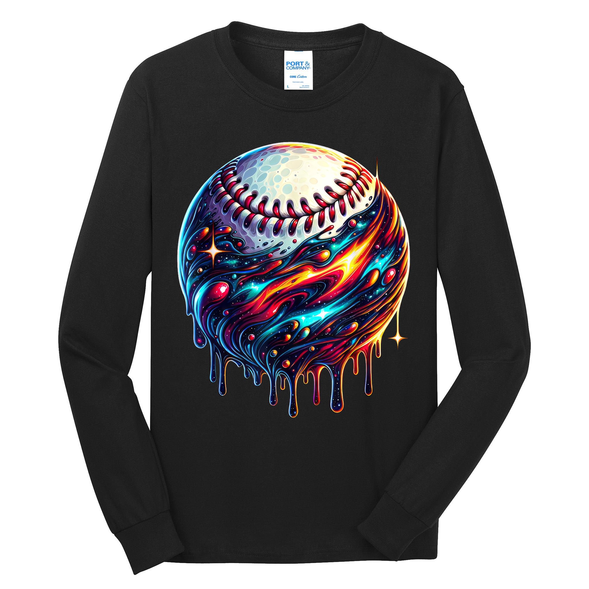 Baseball Planet Drip Baseball Drip Baseball Ice Cream Drip  Tall Long Sleeve T-Shirt