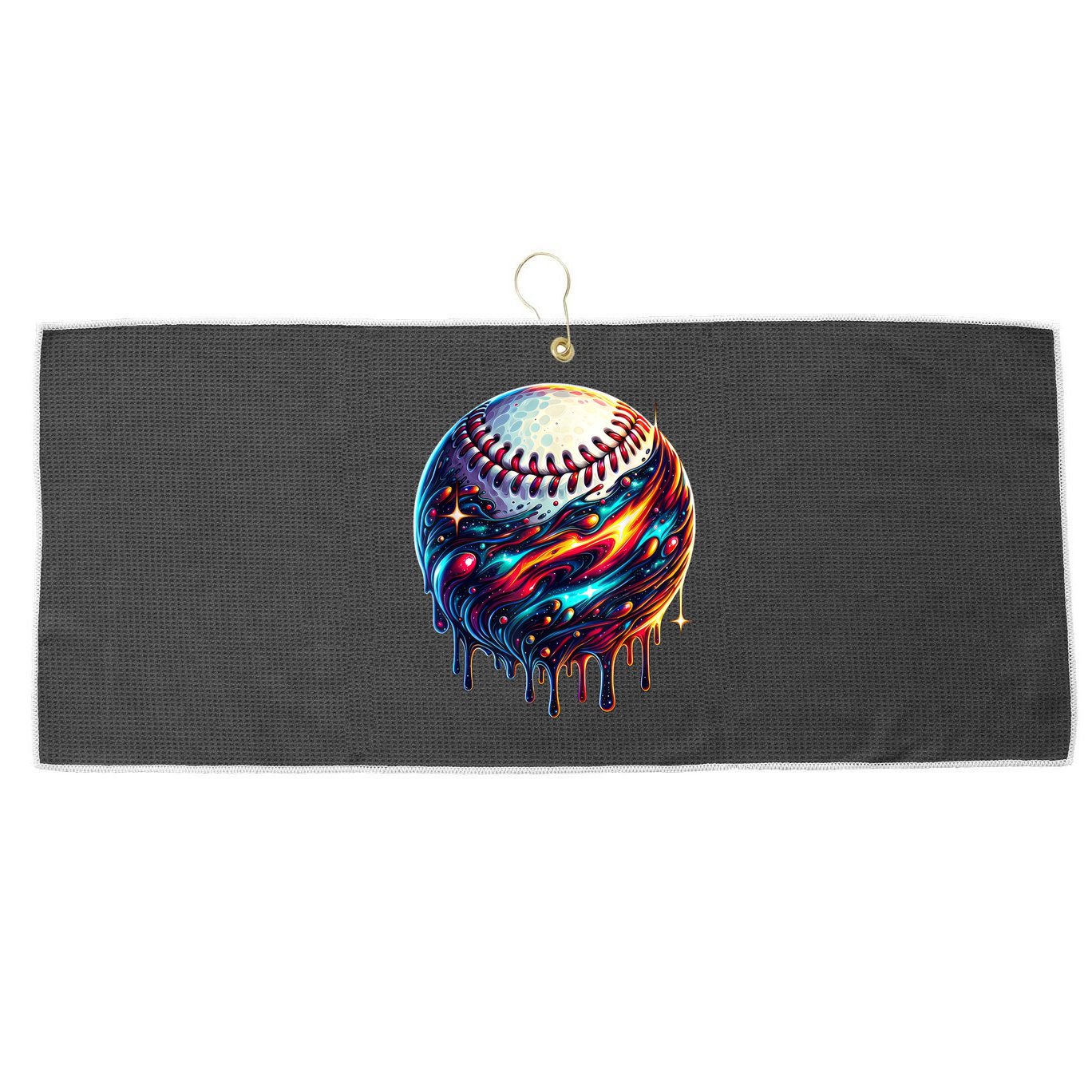 Baseball Planet Drip Baseball Drip Baseball Ice Cream Drip  Large Microfiber Waffle Golf Towel