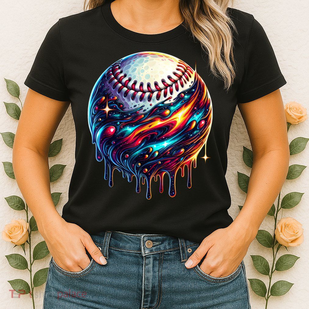 Baseball Planet Drip Baseball Drip Baseball Ice Cream Drip  Womens T-Shirt