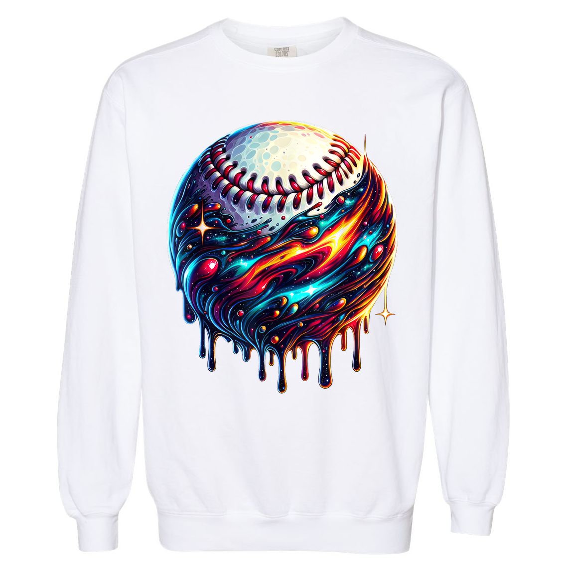 Baseball Planet Drip Baseball Drip Baseball Ice Cream Drip  Garment-Dyed Sweatshirt
