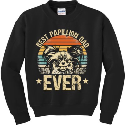 Best Papillion Dad Ever Vintage Dog Lover Gifts Kids Sweatshirt