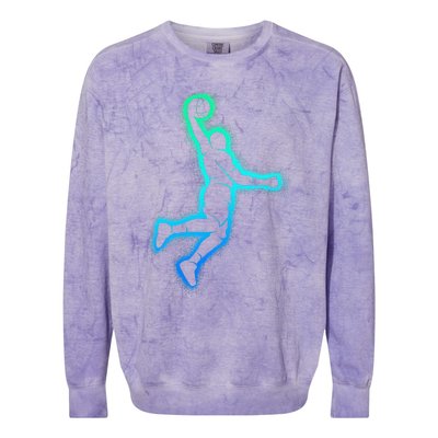 Basketball Player Dunking Basketball Colorblast Crewneck Sweatshirt