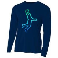 Basketball Player Dunking Basketball Cooling Performance Long Sleeve Crew