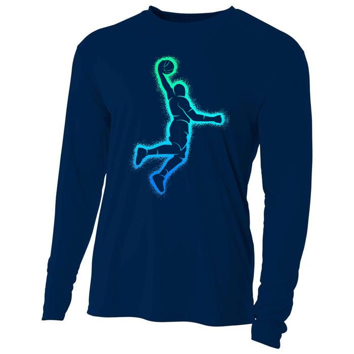 Basketball Player Dunking Basketball Cooling Performance Long Sleeve Crew