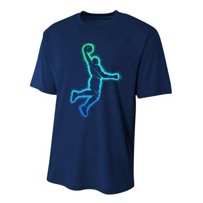 Basketball Player Dunking Basketball Performance Sprint T-Shirt