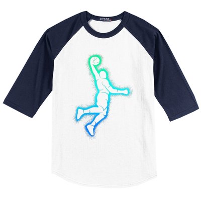 Basketball Player Dunking Basketball Baseball Sleeve Shirt