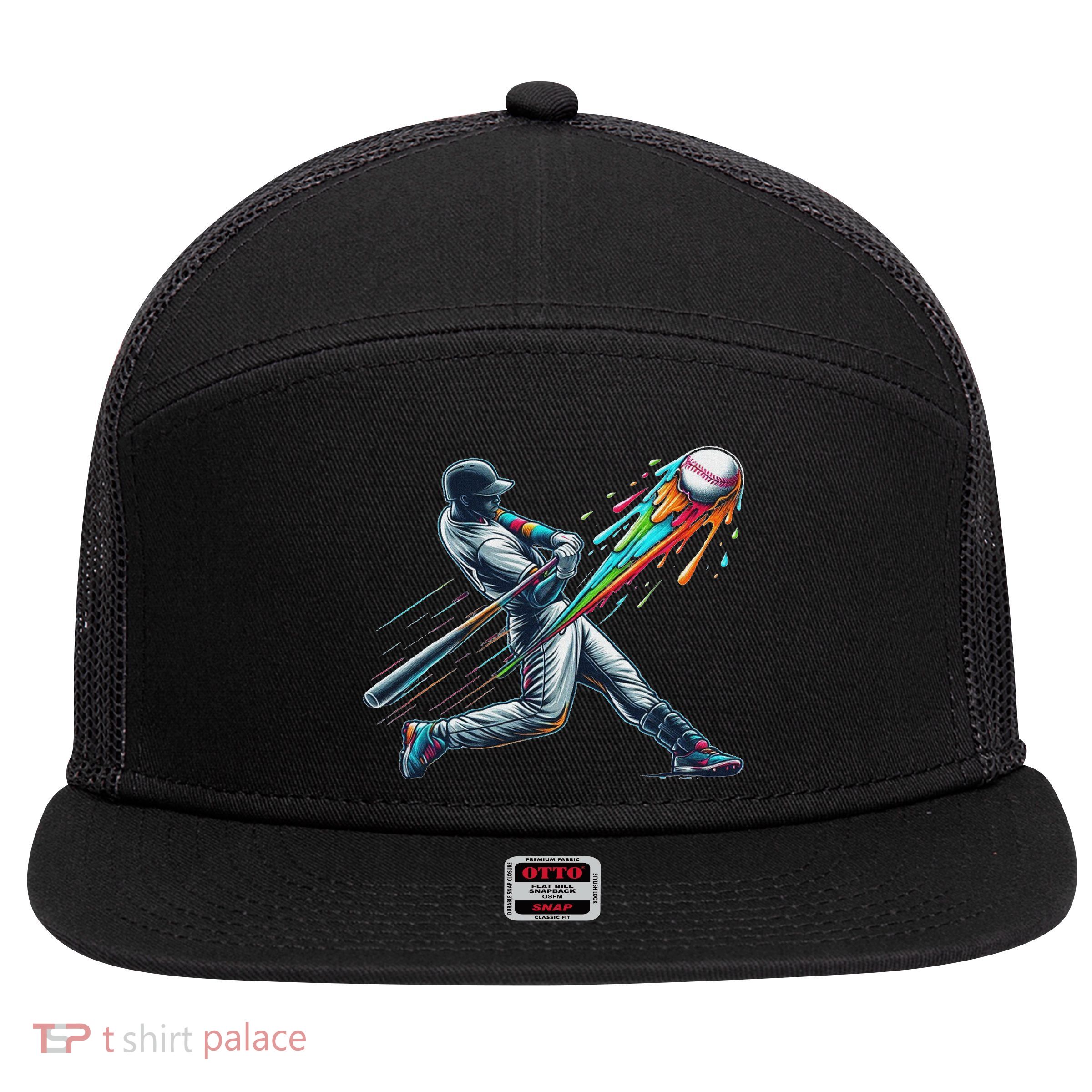 Baseball Player Drip 7 Panel Mesh Trucker Snapback Hat
