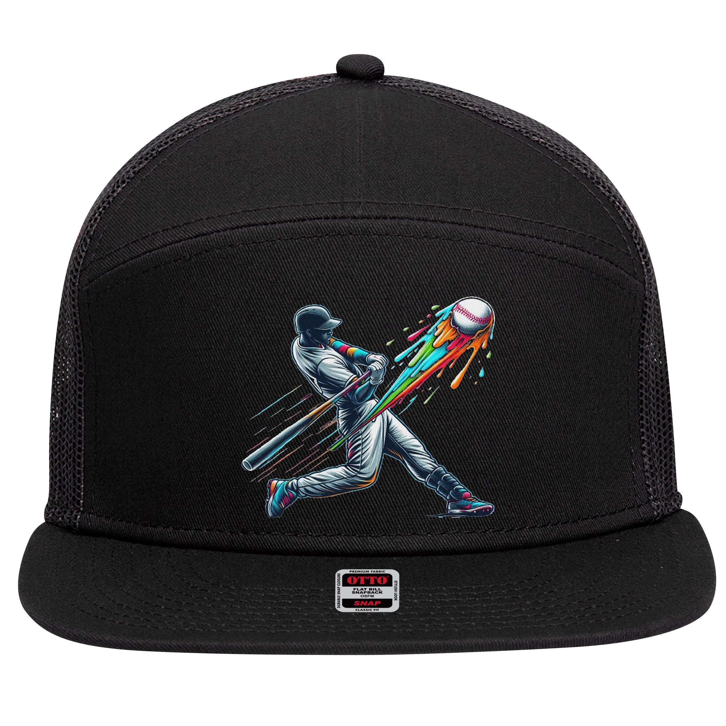 Baseball Player Drip 7 Panel Mesh Trucker Snapback Hat