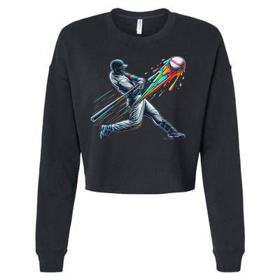 Baseball Player Drip Cropped Pullover Crew