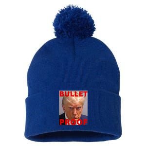 Bullet Proof Donald Trump 2024 Fight Fight Fight Trump Rally Pom Pom 12in Knit Beanie