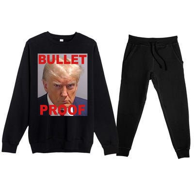 Bullet Proof Donald Trump 2024 Election Strong Premium Crewneck Sweatsuit Set