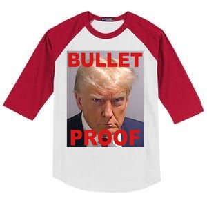 Bullet Proof Donald Trump 2024 Election Strong Kids Colorblock Raglan Jersey