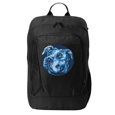 Blue Pitbull Dog Animal Portrait Cute City Backpack