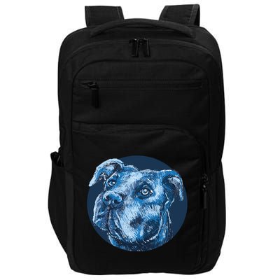 Blue Pitbull Dog Animal Portrait Cute Impact Tech Backpack