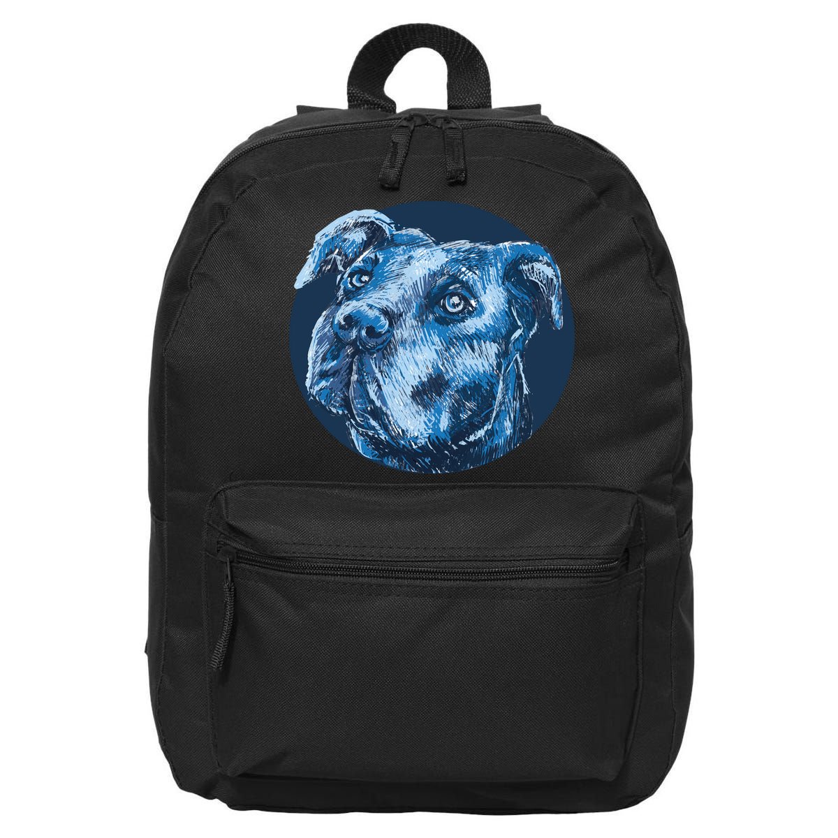 Blue Pitbull Dog Animal Portrait Cute 16 in Basic Backpack