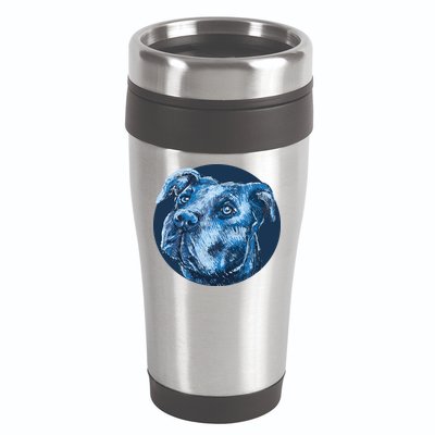 Blue Pitbull Dog Animal Portrait Cute 16oz Travel Tumbler