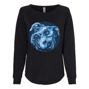 Blue Pitbull Dog Animal Portrait Cute Womens California Wash Sweatshirt