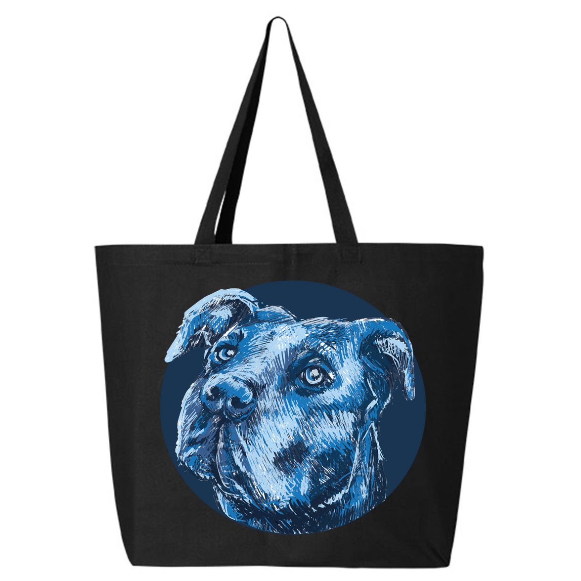 Blue Pitbull Dog Animal Portrait Cute 25L Jumbo Tote