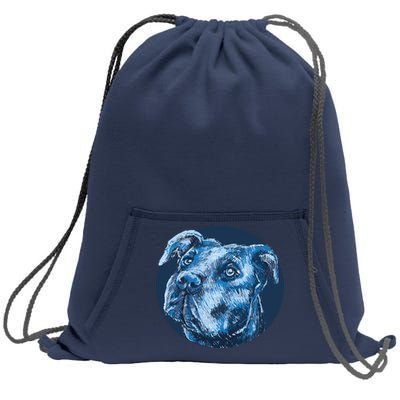 Blue Pitbull Dog Animal Portrait Cute Sweatshirt Cinch Pack Bag