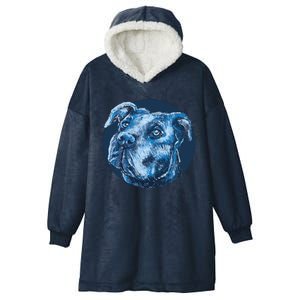 Blue Pitbull Dog Animal Portrait Cute Hooded Wearable Blanket