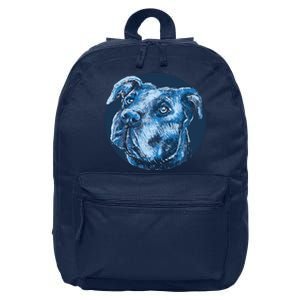 Blue Pitbull Dog Animal Portrait Cute 16 in Basic Backpack