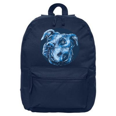 Blue Pitbull Dog Animal Portrait Cute 16 in Basic Backpack