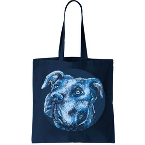 Blue Pitbull Dog Animal Portrait Cute Tote Bag