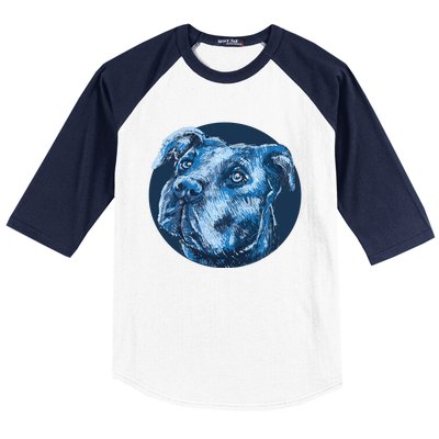 Blue Pitbull Dog Animal Portrait Cute Baseball Sleeve Shirt