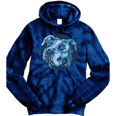 Blue Pitbull Dog Animal Portrait Cute Tie Dye Hoodie