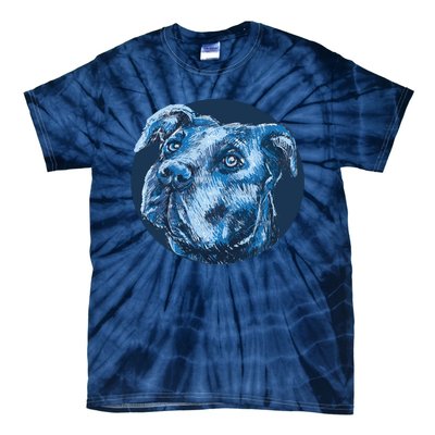 Blue Pitbull Dog Animal Portrait Cute Tie-Dye T-Shirt