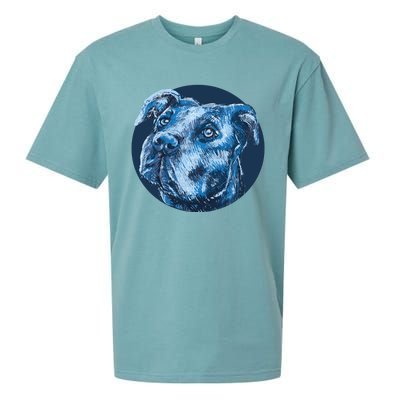 Blue Pitbull Dog Animal Portrait Cute Sueded Cloud Jersey T-Shirt