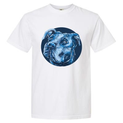 Blue Pitbull Dog Animal Portrait Cute Garment-Dyed Heavyweight T-Shirt