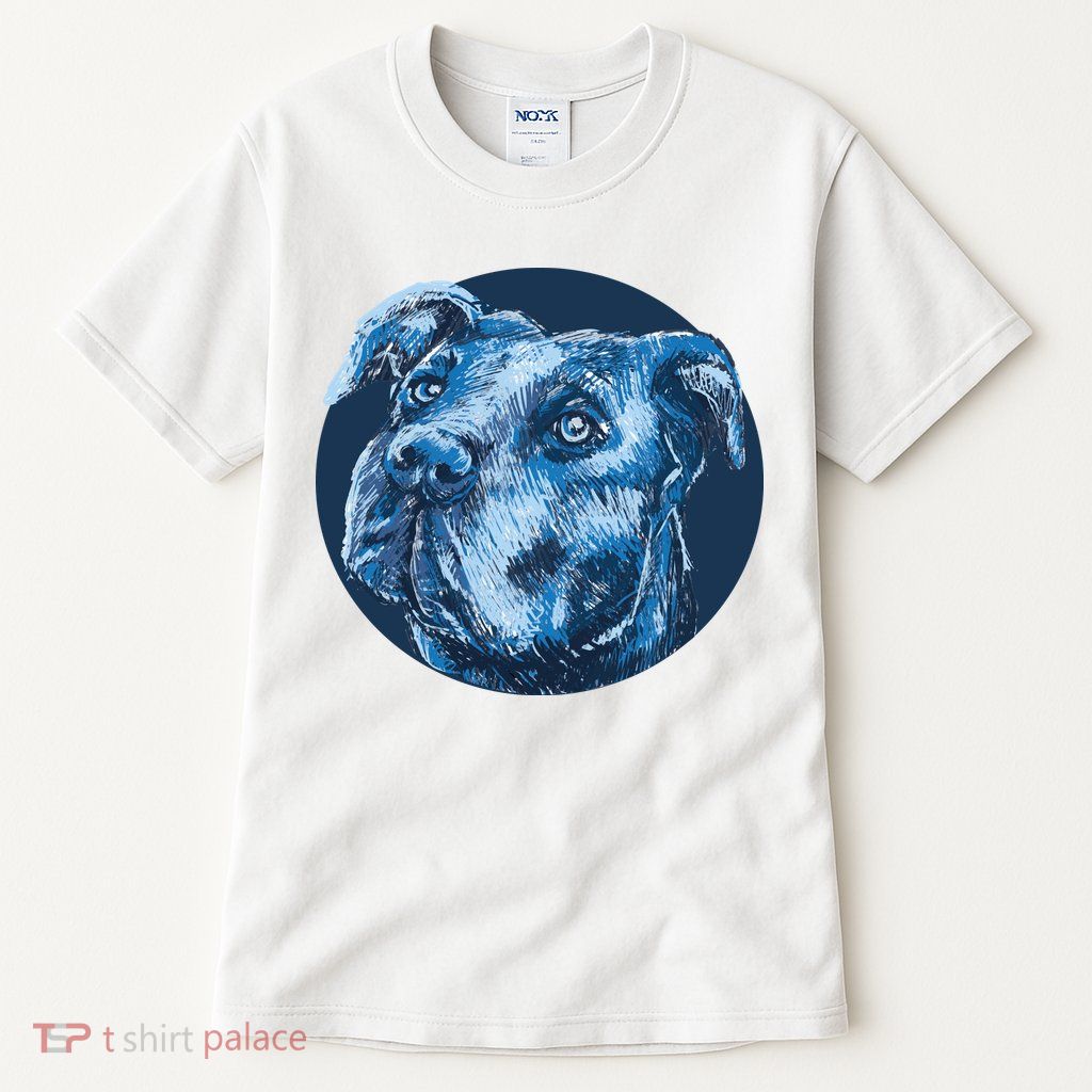 Blue Pitbull Dog Animal Portrait Cute Tall T-Shirt
