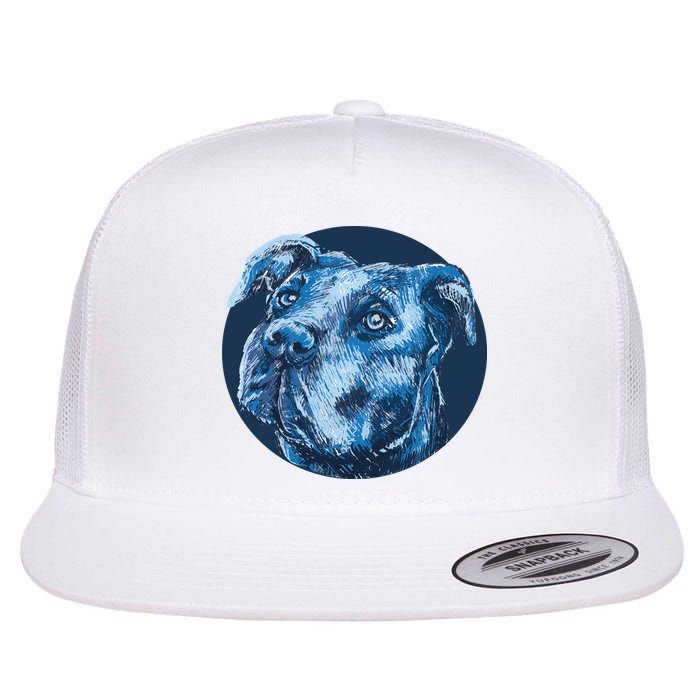 Blue Pitbull Dog Animal Portrait Cute Flatbill Hat
