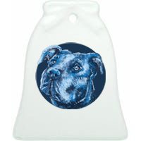 Blue Pitbull Dog Animal Portrait Cute Ceramic Bell Ornament