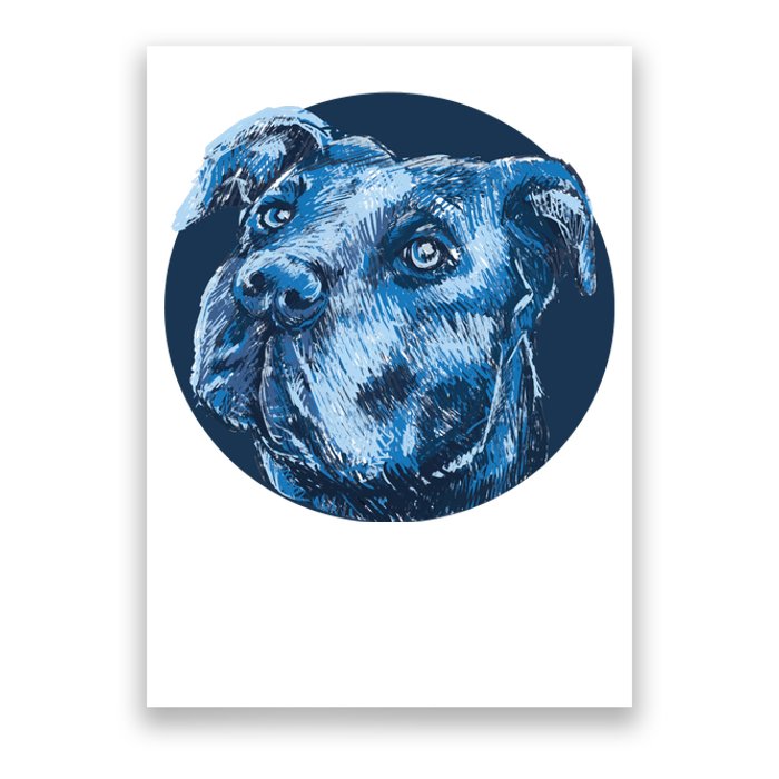 Blue Pitbull Dog Animal Portrait Cute Poster