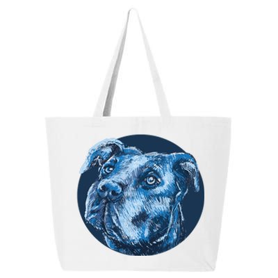 Blue Pitbull Dog Animal Portrait Cute 25L Jumbo Tote