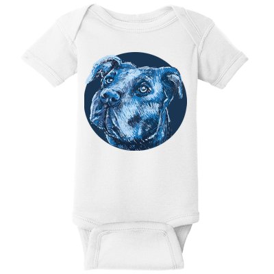 Blue Pitbull Dog Animal Portrait Cute Baby Bodysuit