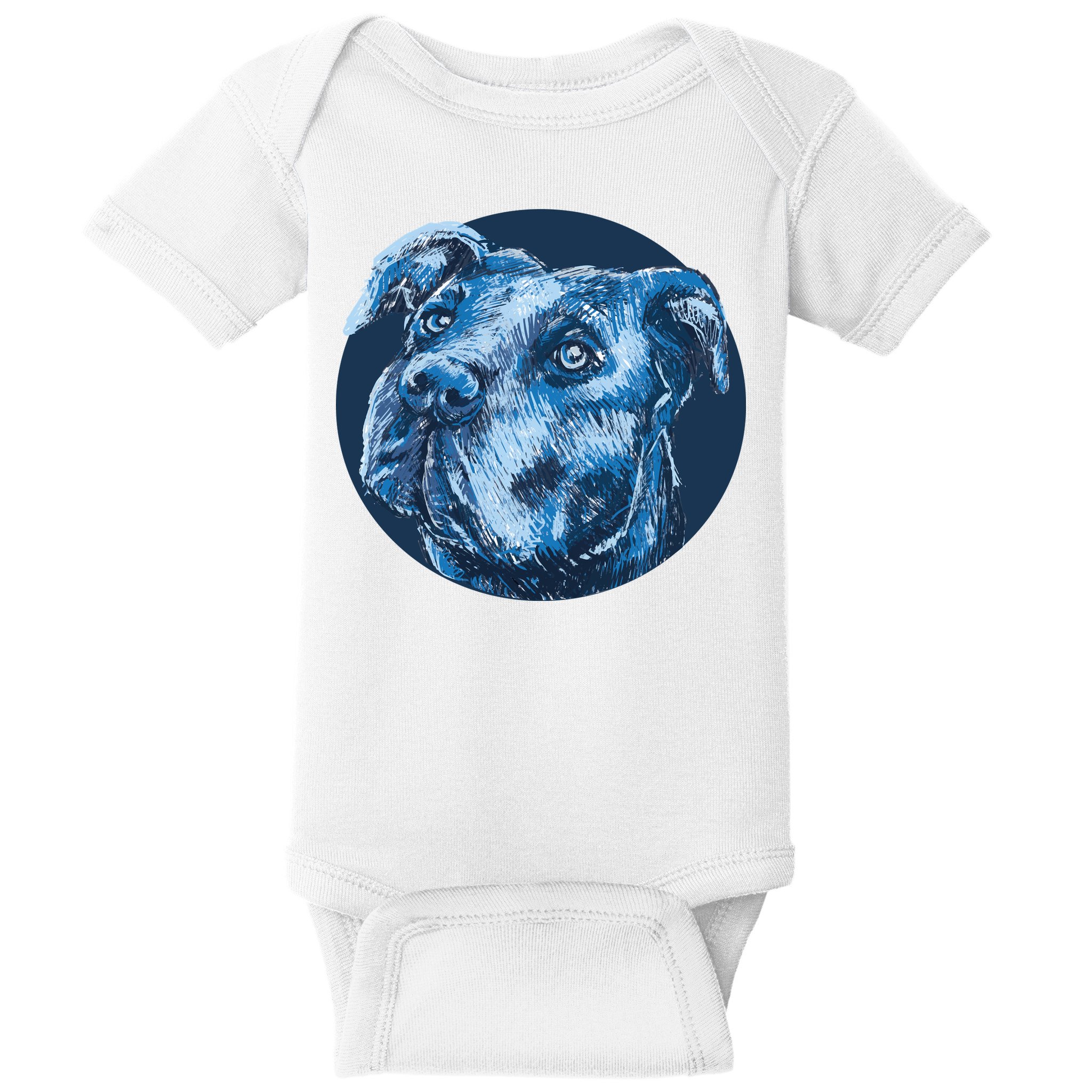 Blue Pitbull Dog Animal Portrait Cute Baby Bodysuit