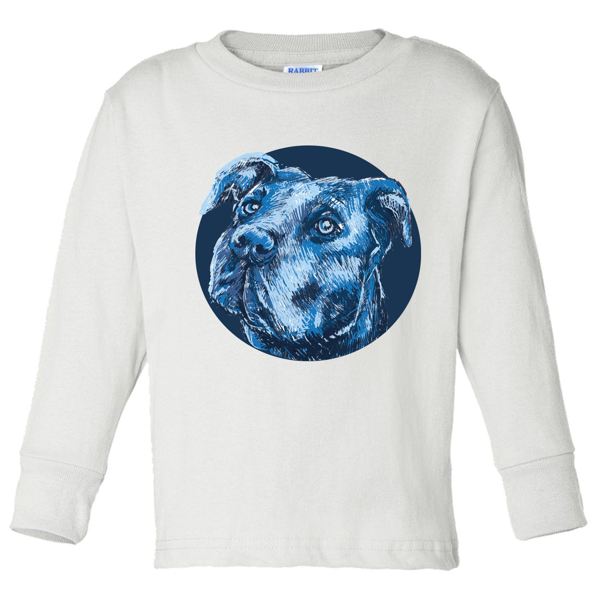 Blue Pitbull Dog Animal Portrait Cute Toddler Long Sleeve Shirt