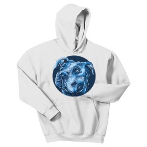 Blue Pitbull Dog Animal Portrait Cute Kids Hoodie