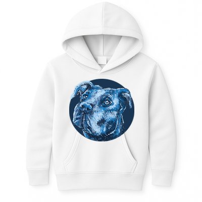 Blue Pitbull Dog Animal Portrait Cute Kids Hoodie